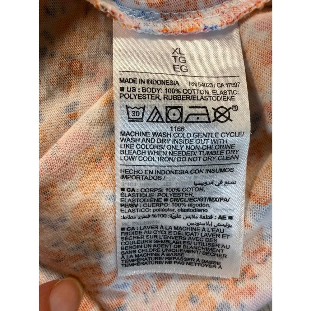 Old Navy Floral Smocked Maxi Dress XL Orange Pink Ditsy Print Boho Sundress - Picture 8 of 8
